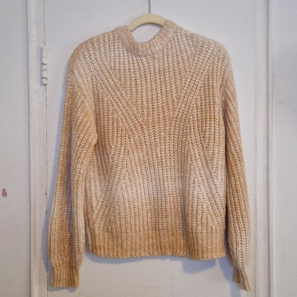 Beige knit sweater oversized style neutral tone top XS